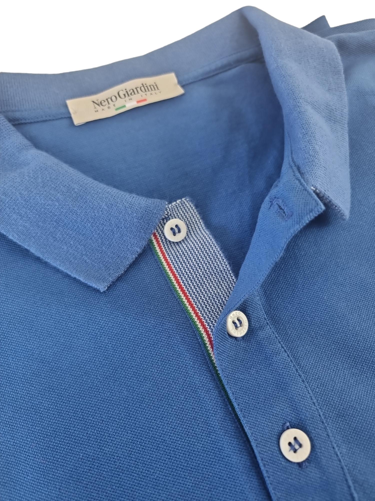 Polo da uomo in cotone Nero Giardini azzurro