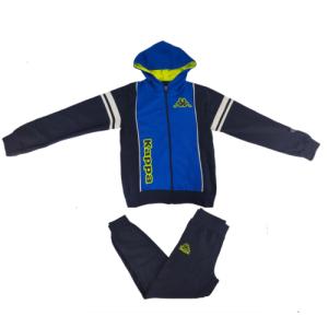 Tuta robe di  bambino garzata full  zip con cappuccio blu