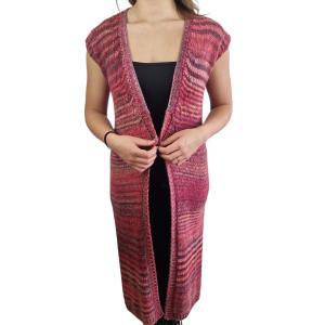 Gilet lungo donna  in misto lana rosa