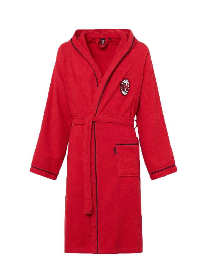 Accappatoio AC Milan Uomo In spugna 100% Cotone Rosso Con cappuccio