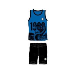 Pigiama fc inter royal da ragazzo in cotone smanicato più pantaloncino