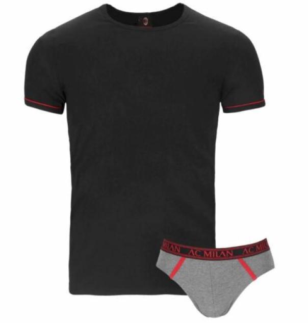 Completo intimo AC Milan uomo t-Shirt e slip nero