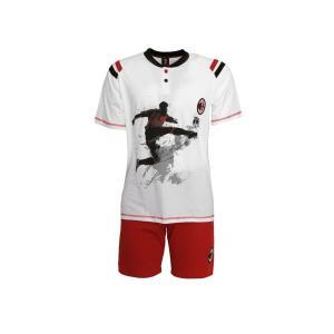 Pigiama ac milan ragazzo bianco 100% cotone estivo b2mi15076