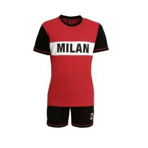 Pigiama milan ragazzo rosso100% cotone estivo b2mi15076