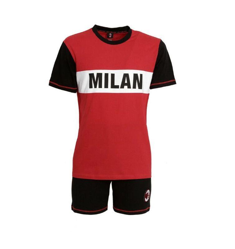 Pigiama AC Milan Ragazzo Rosso100% Cotone Estivo B2MI15076