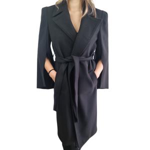 Cappotto lungo donna  stile vestaglia nero