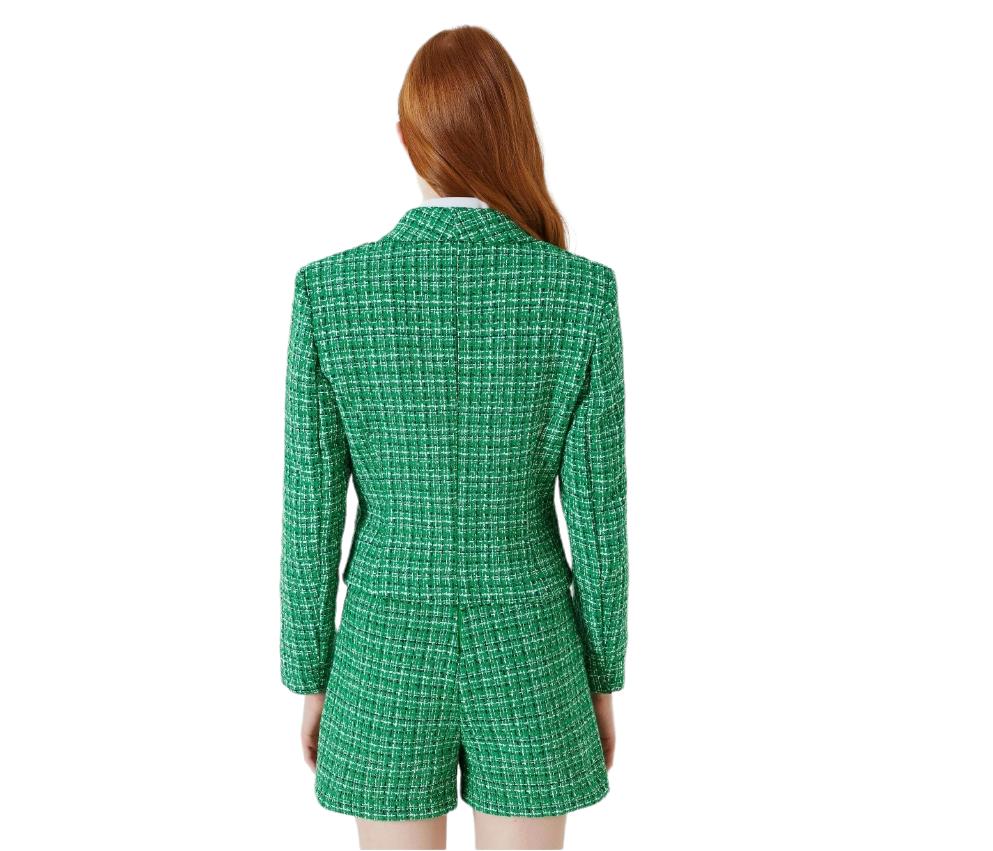 Giacca corta in tweed Rinascimento verde 