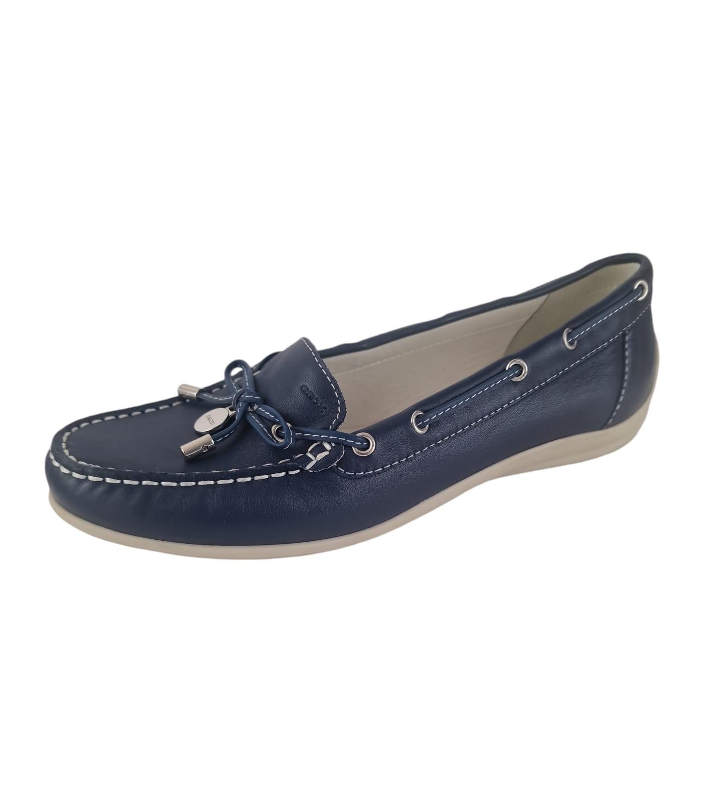 Mocassino da donna in pelle Geox blu