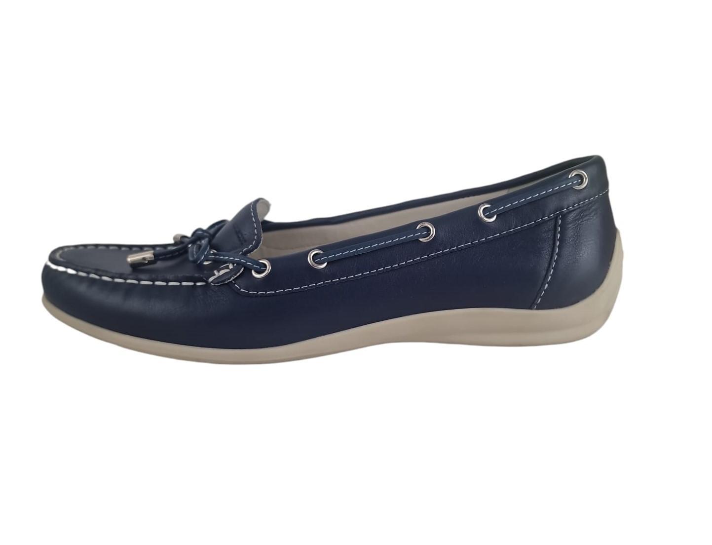 Mocassino da donna in pelle Geox blu