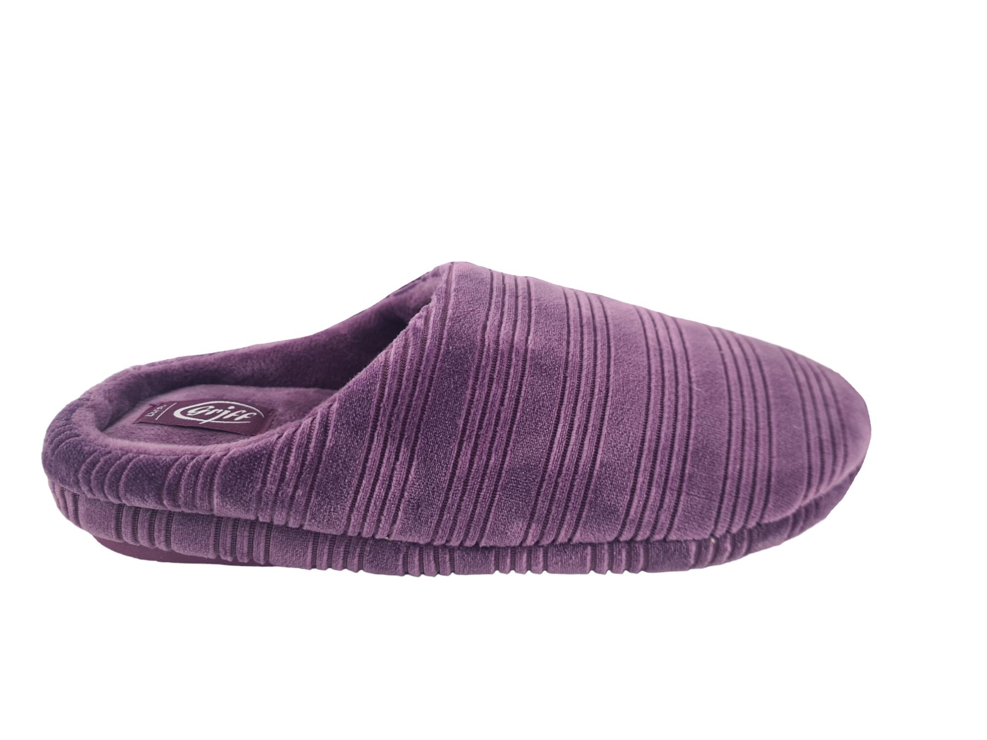 Pantofole donna griff rigate viola