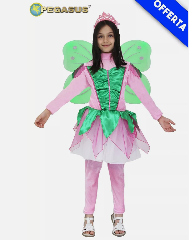 Costume carnevale bambina Farfalla Winx rosa verde 