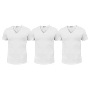 Tris t-shirt cot scollo v   tipo map bianco