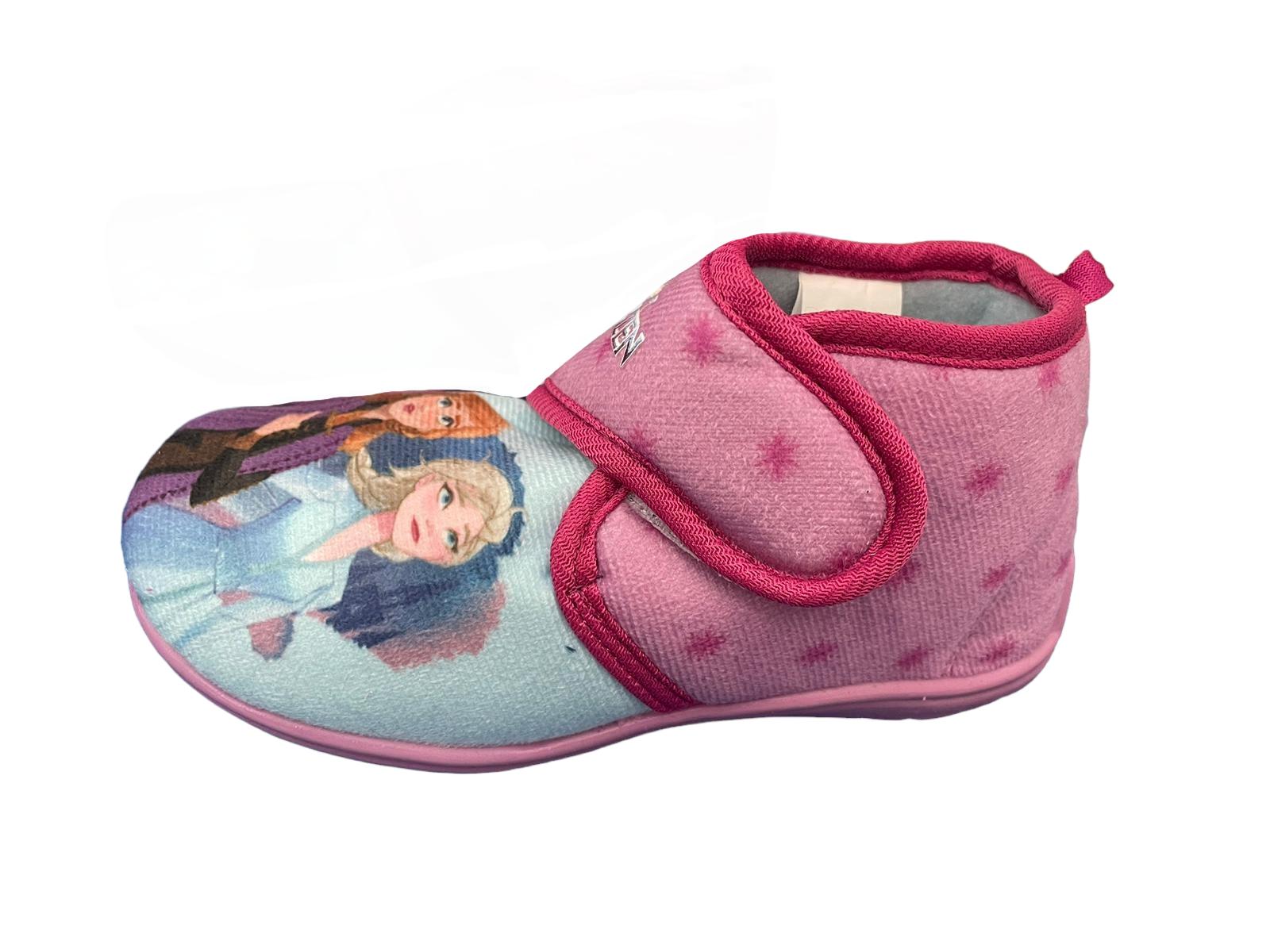 Pantofole Disney FROZEN bambina Lacci a strappo suola in gomma Rosa