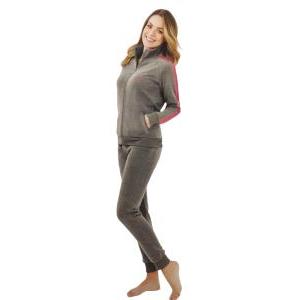 Tuta donna  cotone garzato full zip grigio