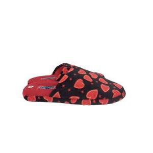 Pantofole  bambina donna con cuori rosso nero