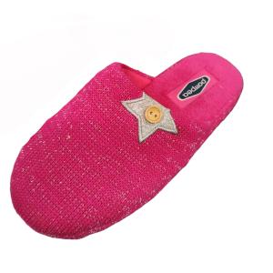 Pantofola donna de fonseca invernale glitterata in tessuto fuxia