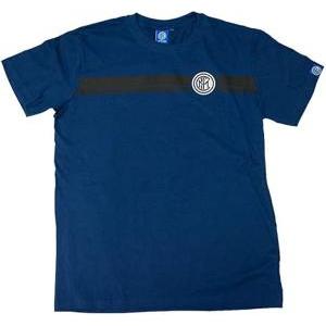 T-shirt f.c. inter i2mb1738 da uomo  con righe nere centrali e logo inter bianco