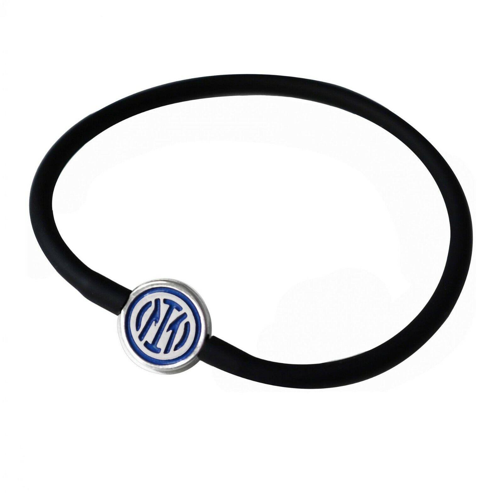 Bracciale FC Inter unisex in silicone con piastrina logo in metallo