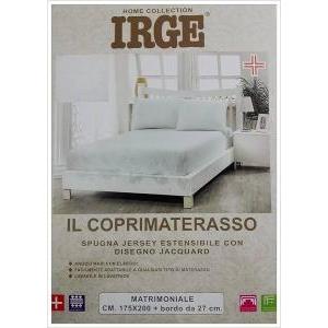 Coprimaterasso in spugna jersey estensibile con disegno jacquard cm 175x200 con bordo da 27 cm