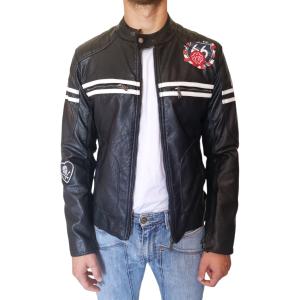 Giacca biker da uomo in similpelle