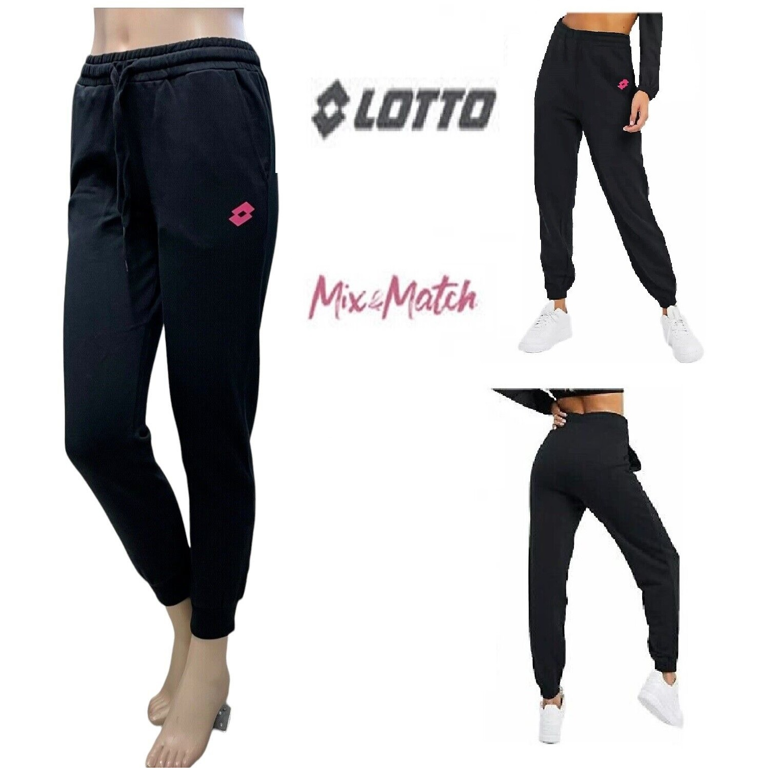 PANTALONE  TUTA LOTTO FELPA DONNA Nero