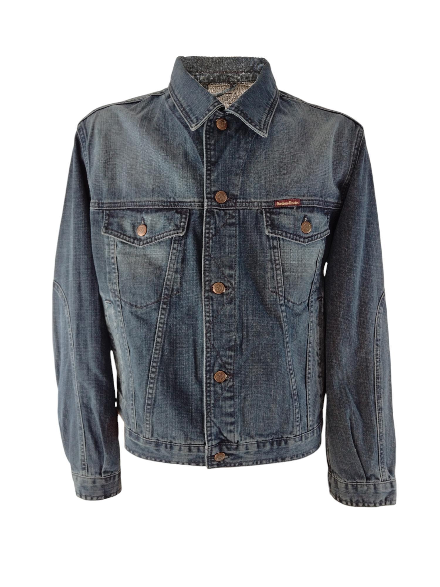 Giacca di jeans Marlboro Classics denim sabbiato uomo