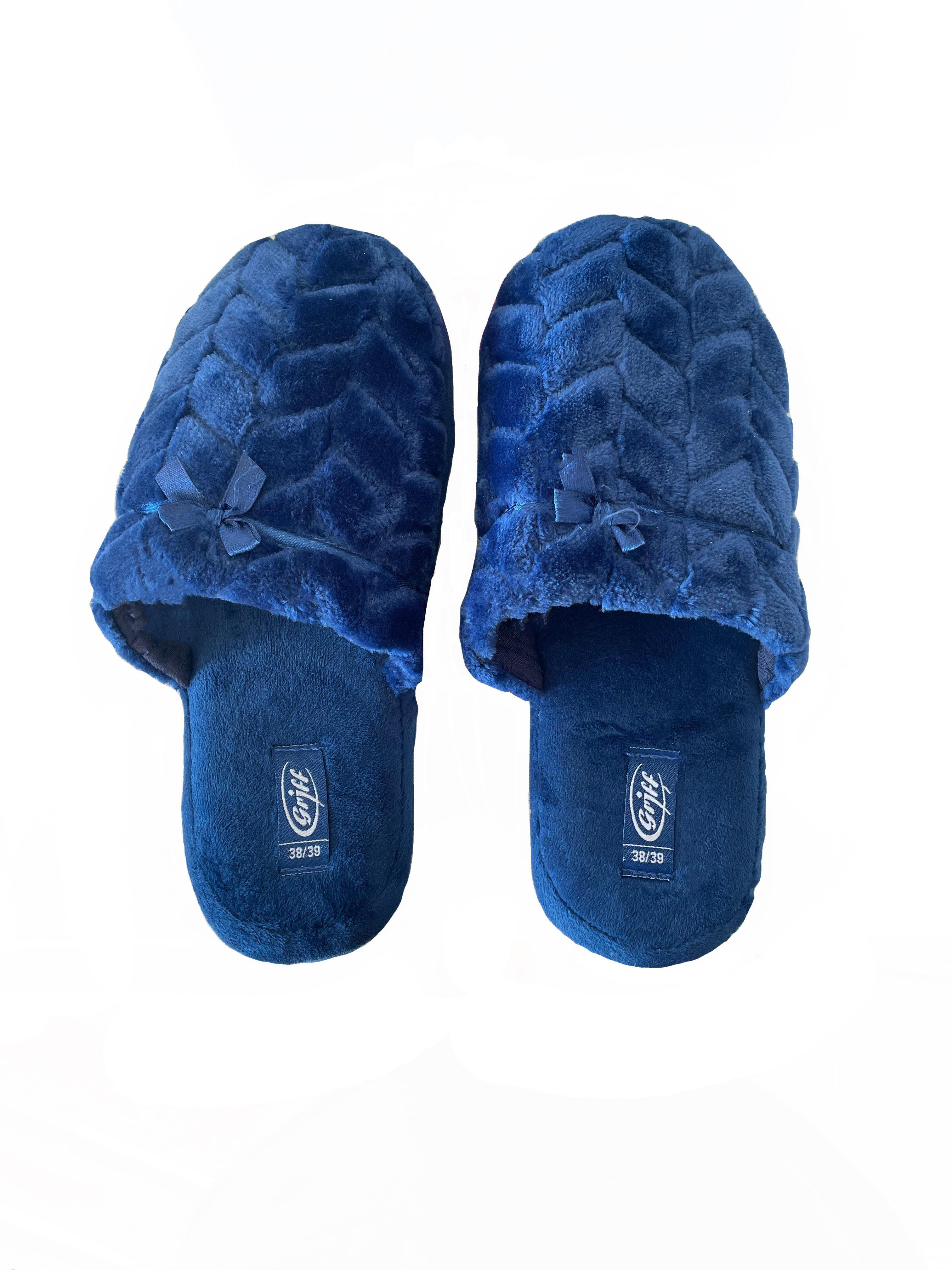 Pantofole Griff monocolore con fiocchetto blu