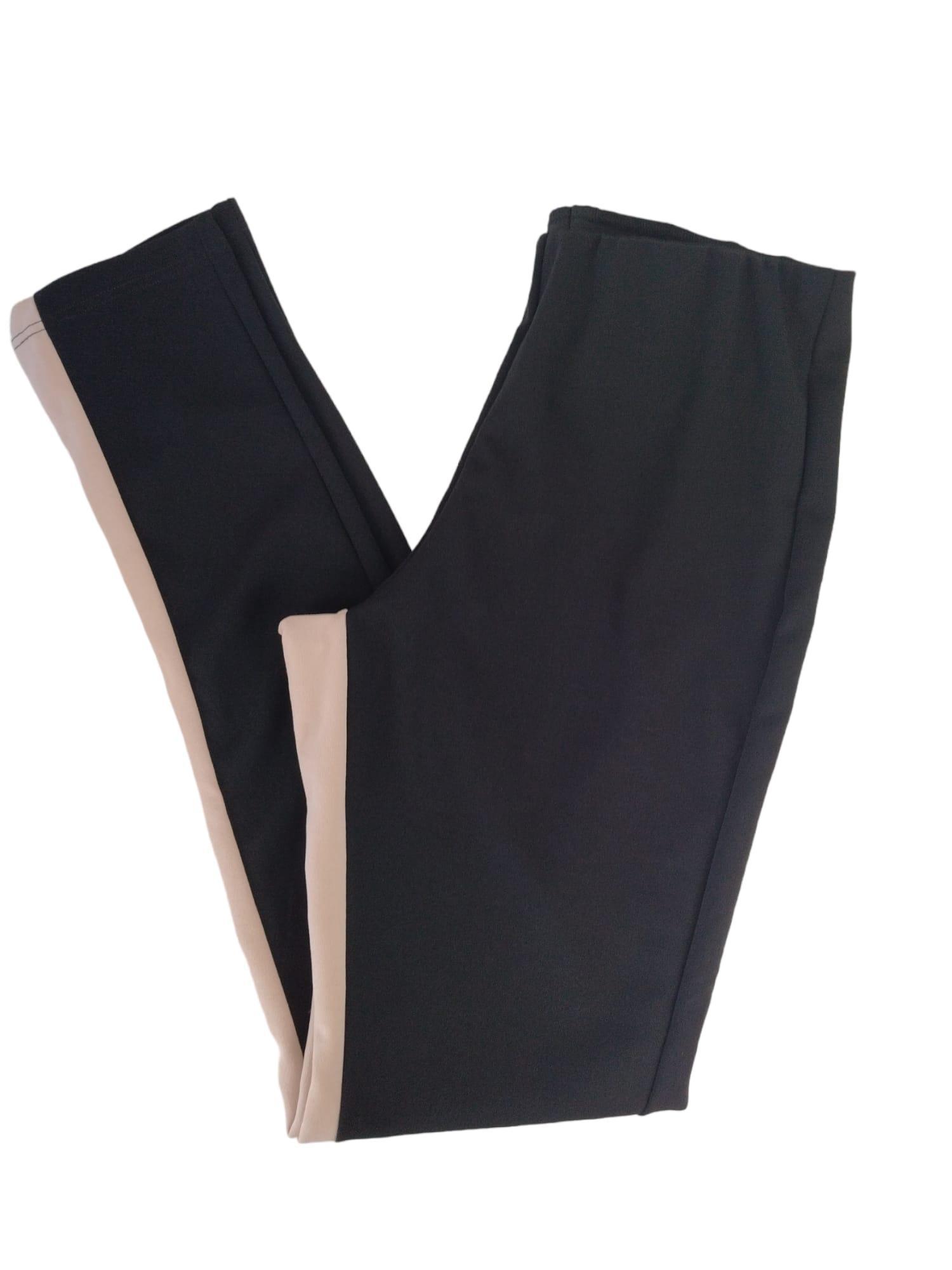 Leggings Rossoporpora nero con banda laterale rosa