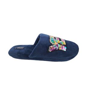 Pantofole  da donna con scritta yes blu