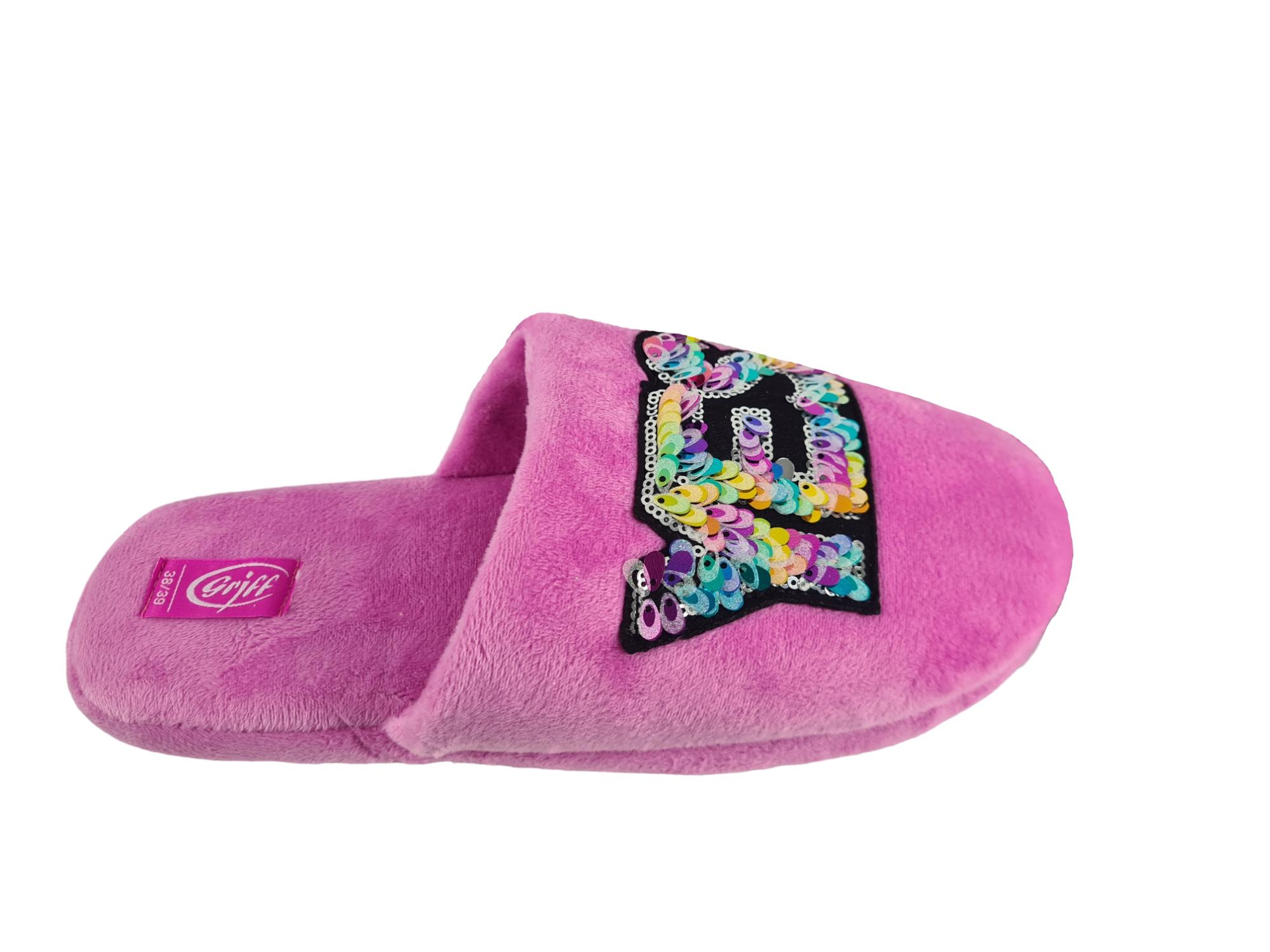 Pantofole Griff rosa con scritta