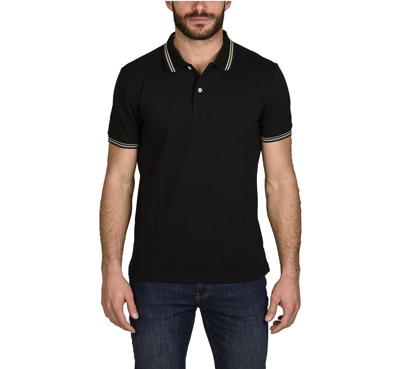 Polo da uomo in cotone Geox nero