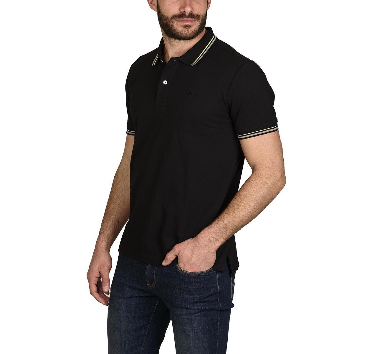 Polo da uomo in cotone Geox nero