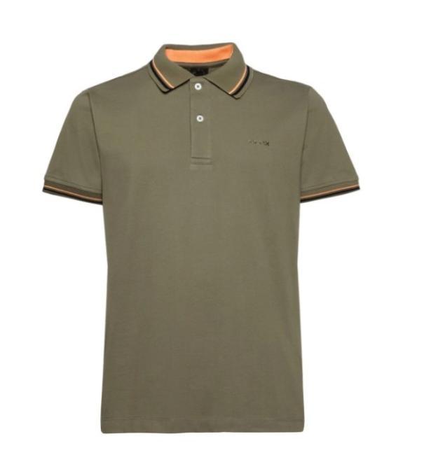 Polo da uomo in cotone Geox verde militare