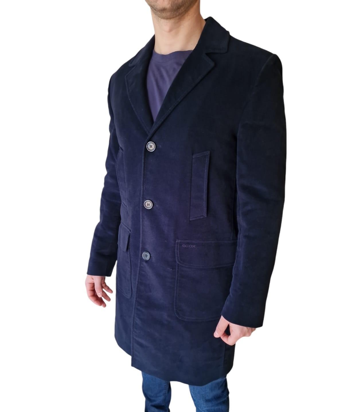 Cappotto in velluto di cotone da uomo Geox blu