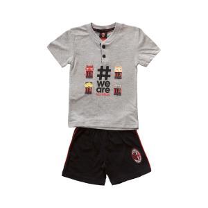 Pigiama ac milan bambino estivo grigio 100% cotone mi16046