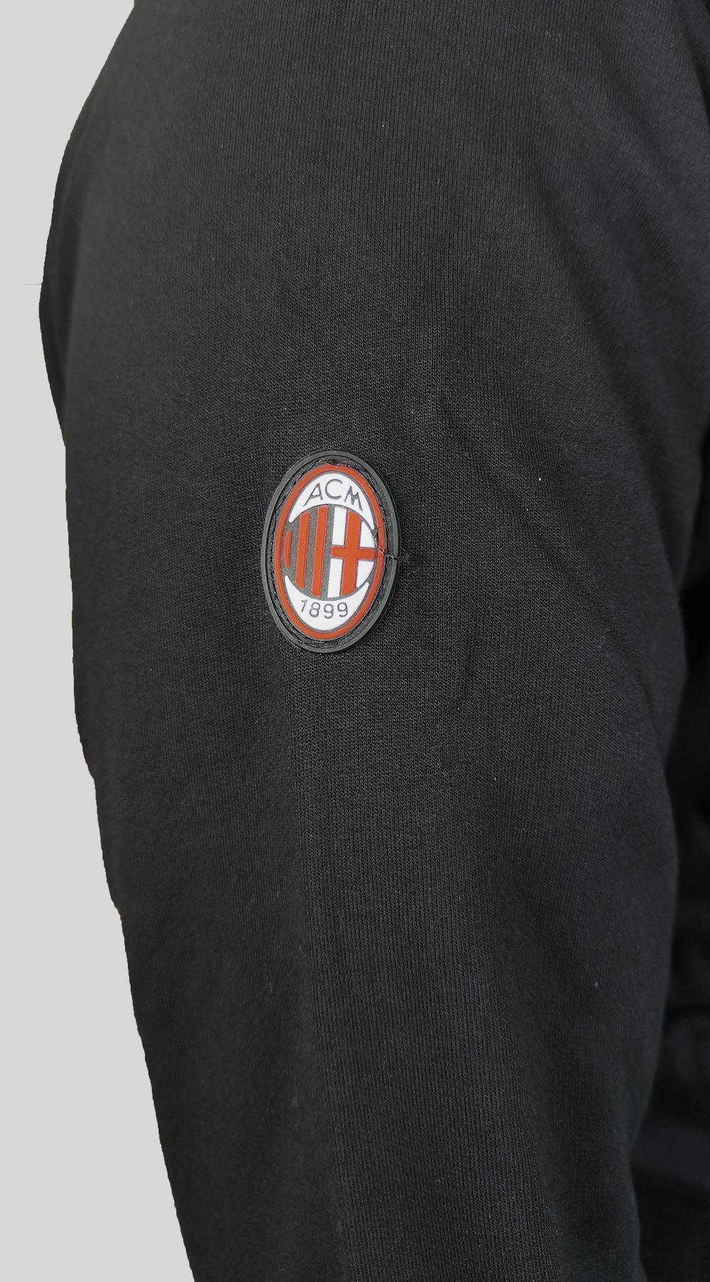 Felpa Milan uomo full zip con cappuccio cotone nero MILFE11517