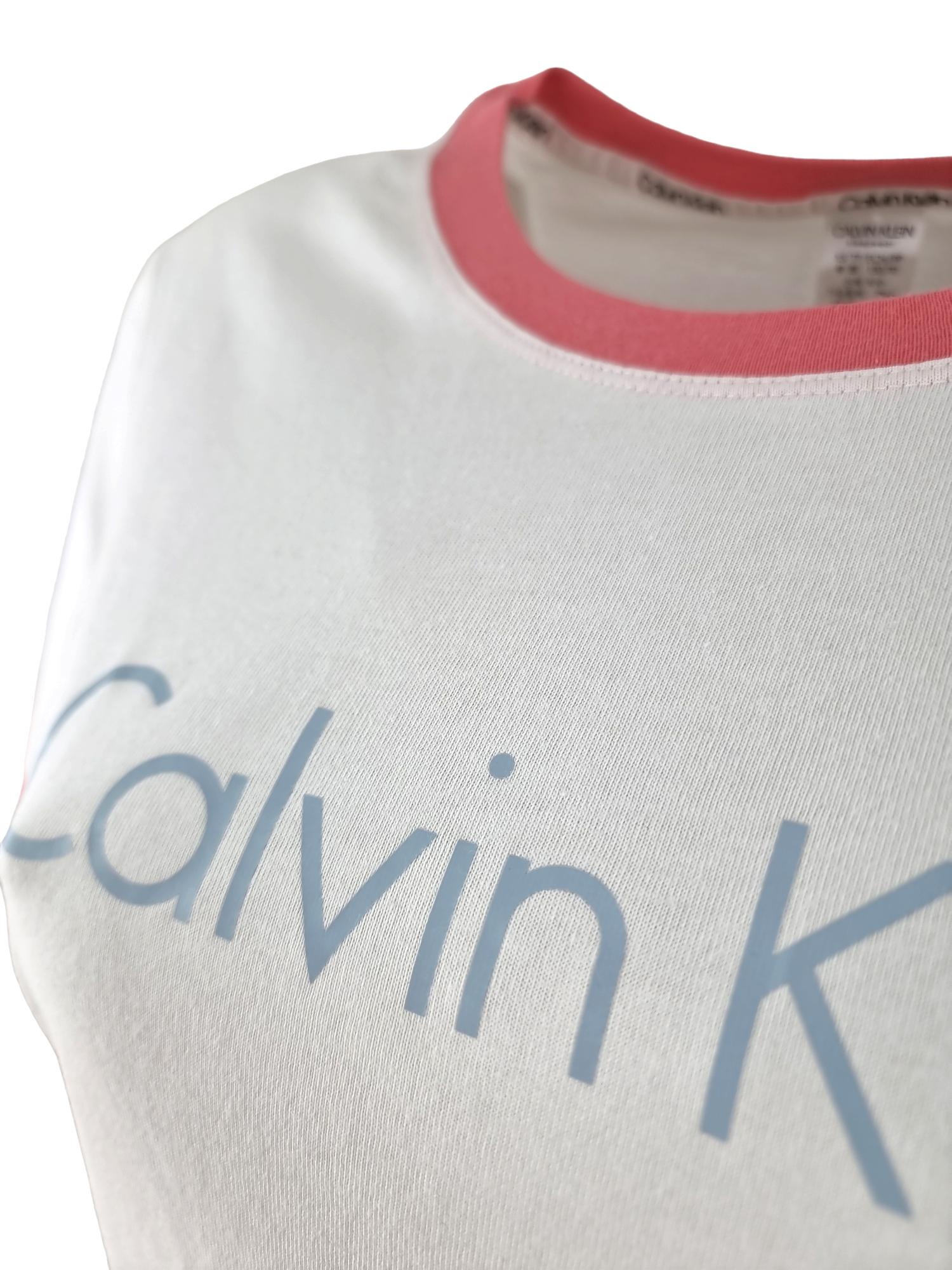 T-shirt da donna in cotone Calvin Klein bianco