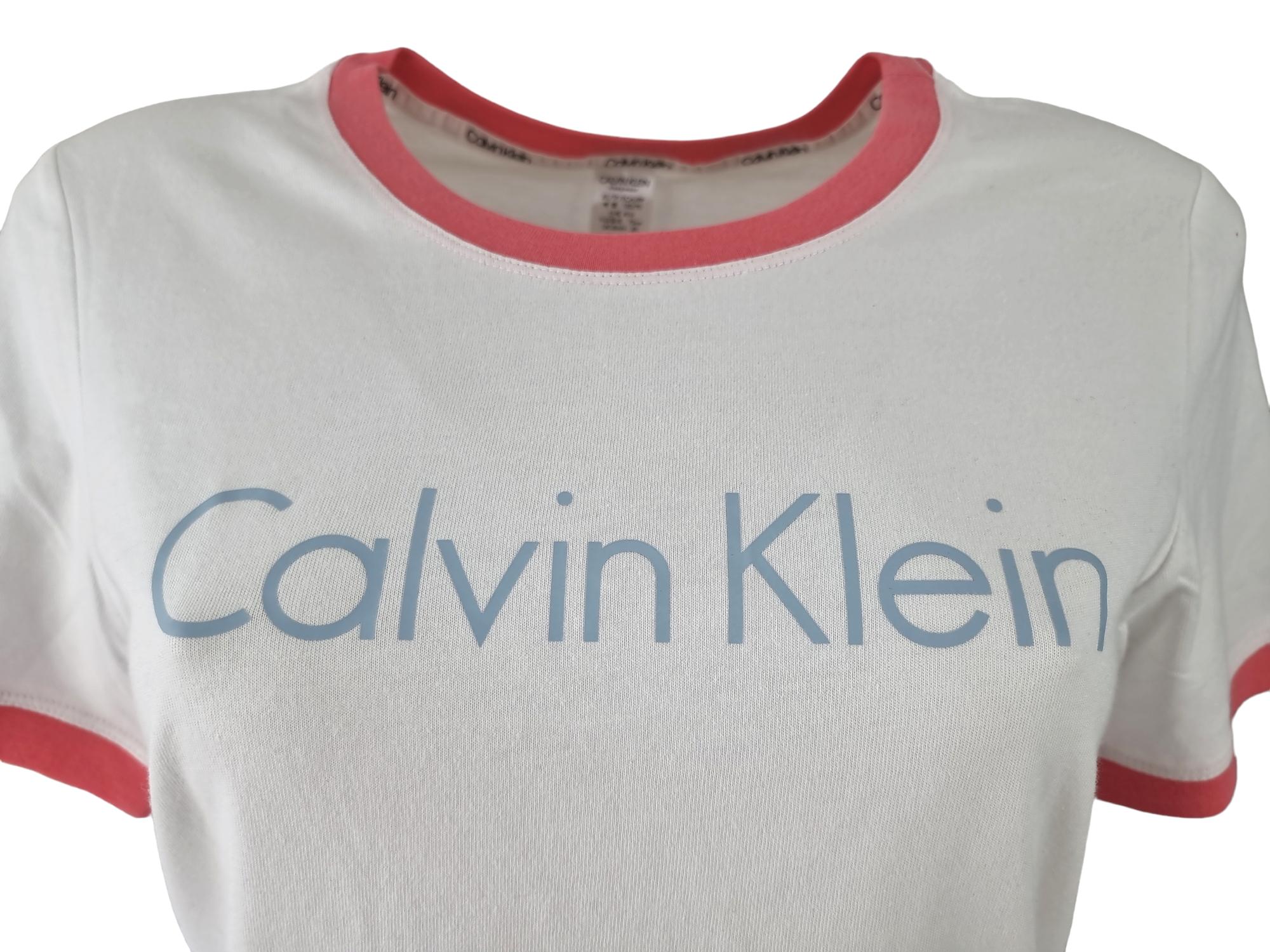 T-shirt da donna in cotone Calvin Klein bianco