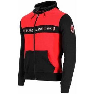 Felpa ac milan con cappuccio 100% cotone rosso nero