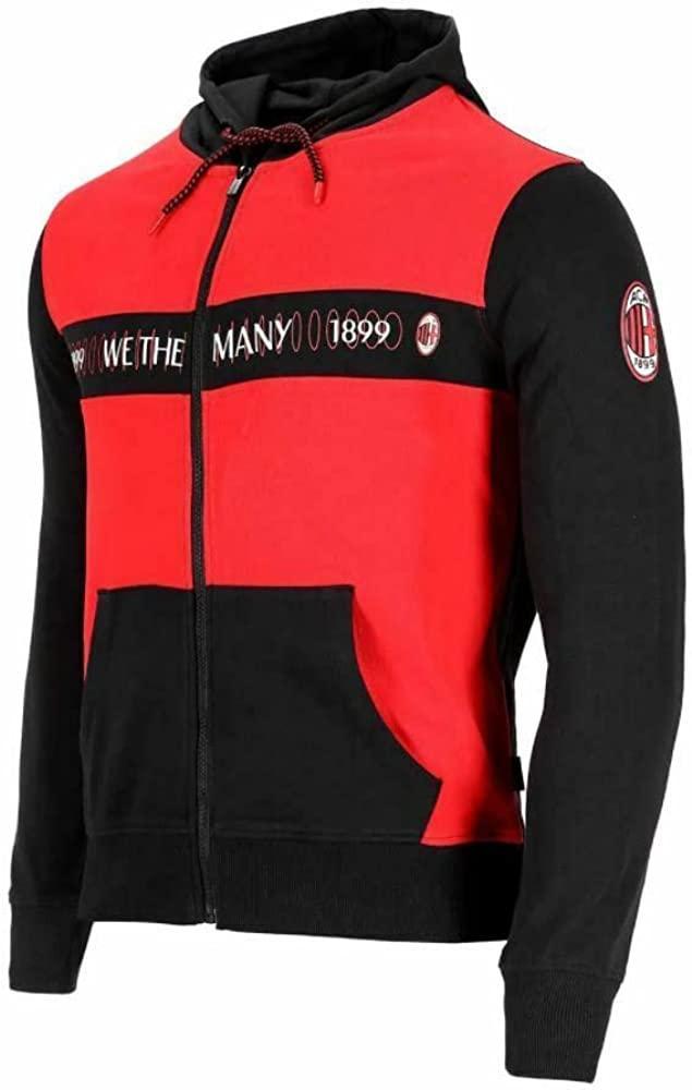 Felpa AC Milan con cappuccio 100% cotone rosso nero