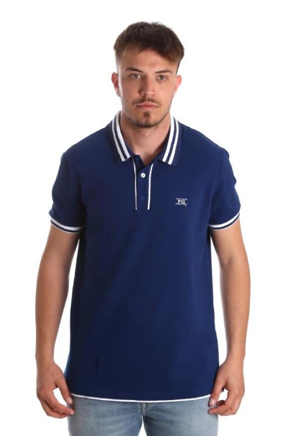 Polo da uomo in cotone Nero Giardini blu