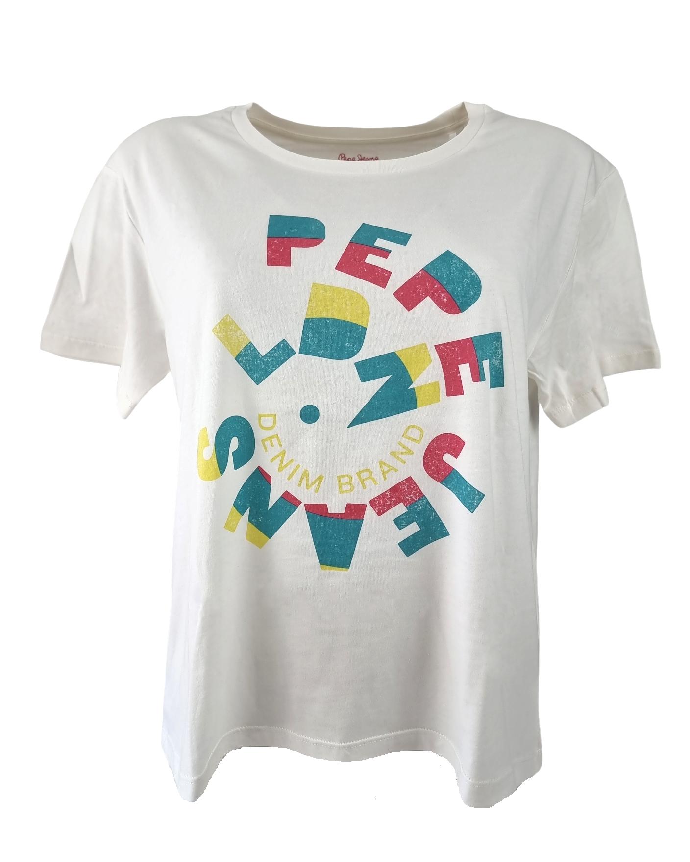 T-shirt da donna in cotone Pepe Jeans bianco