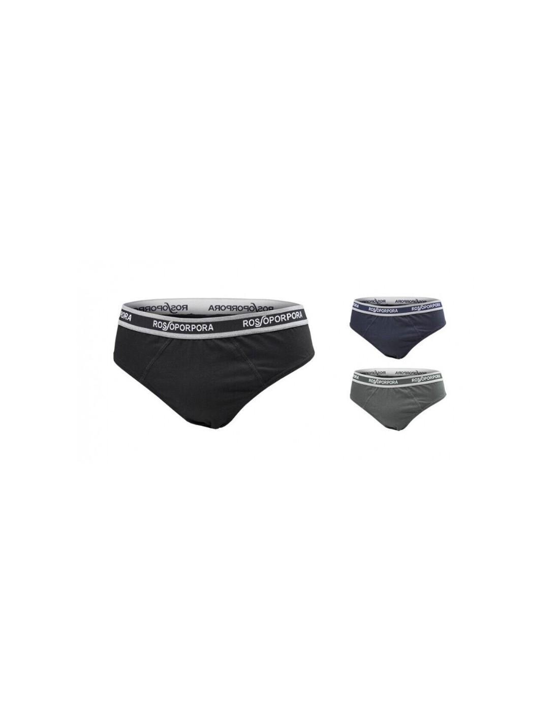 Tris slip Uomo Rossoporpora cotone elasticizzato nero grigio blu