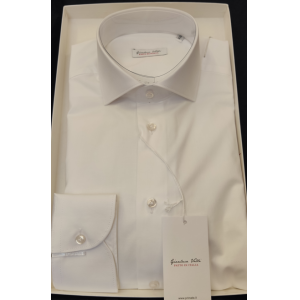 Camicia unito slim collo franc int contr bianco