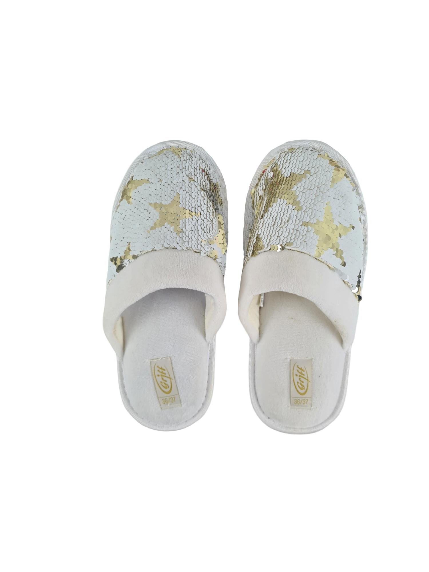 Pantofole Griff con paillettes bianco