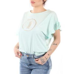 T-shirt da donna in cotone  acqua marina