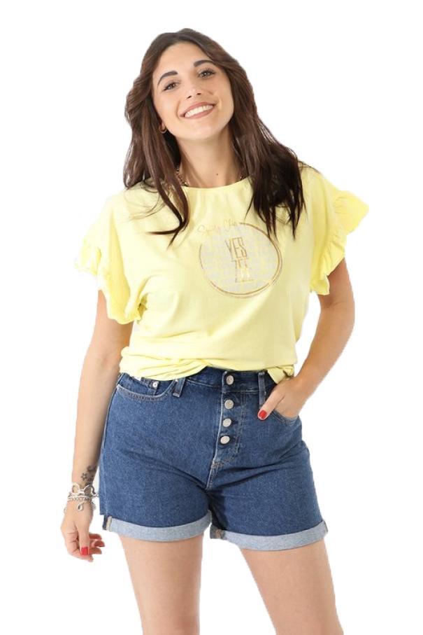 T-shirt da donna in cotone Yes Zee giallo