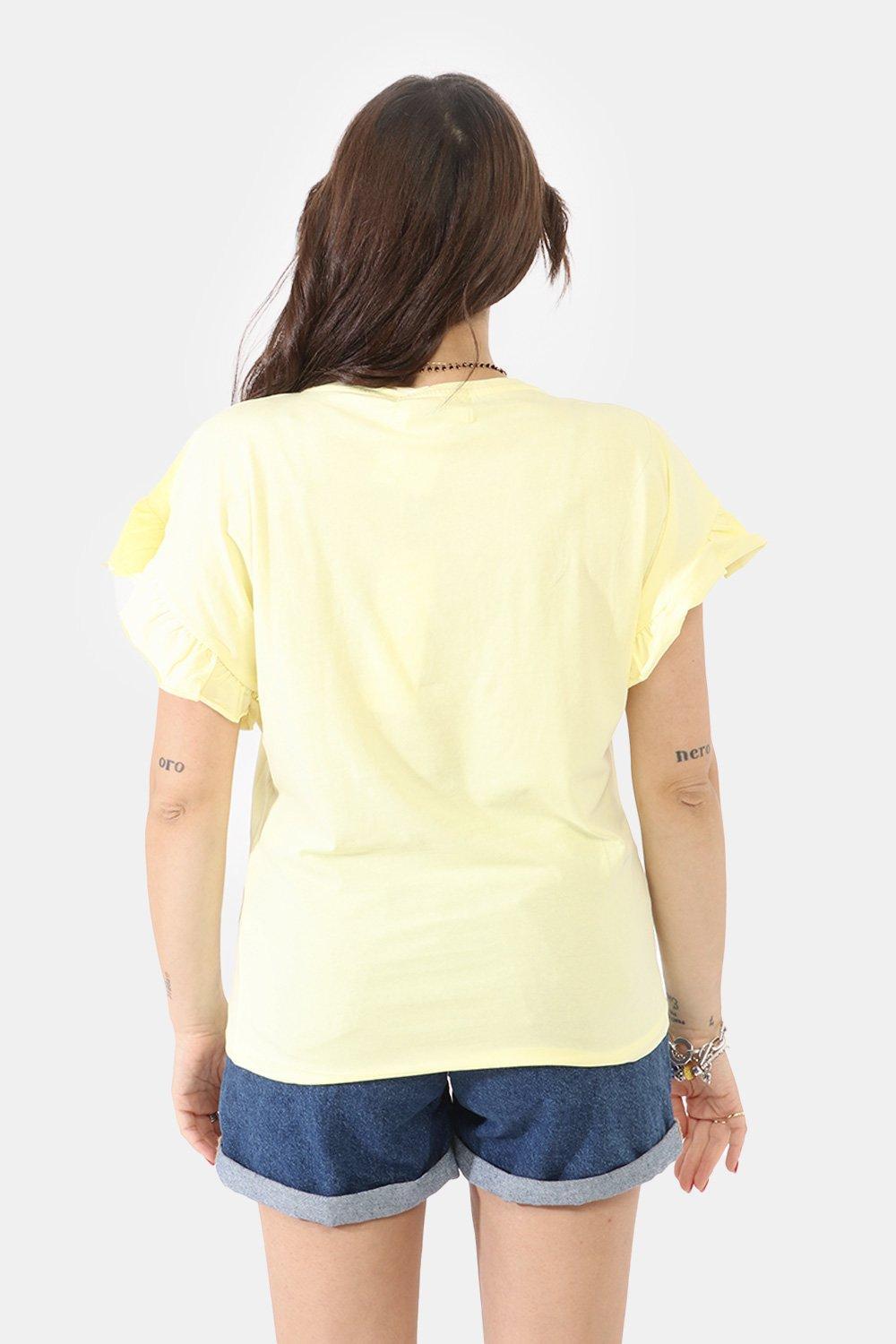 T-shirt da donna in cotone Yes Zee giallo