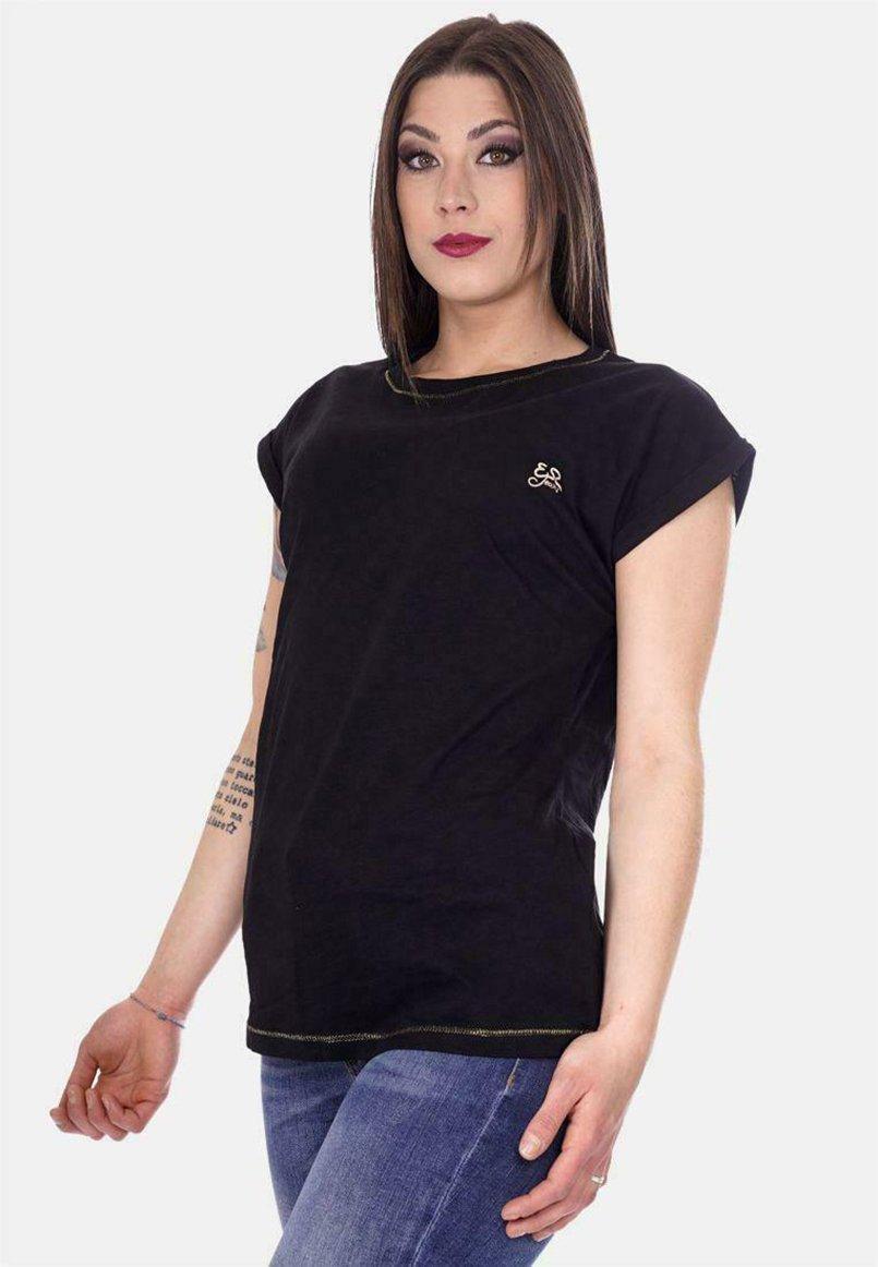 T-shirt da donna in cotone Yes Zee nero