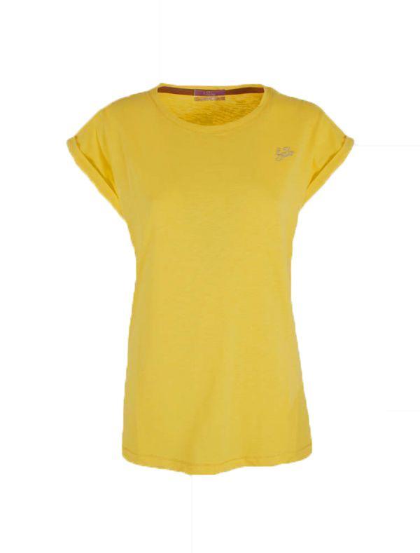 T-shirt da donna in cotone Yes Zee giallo ocra